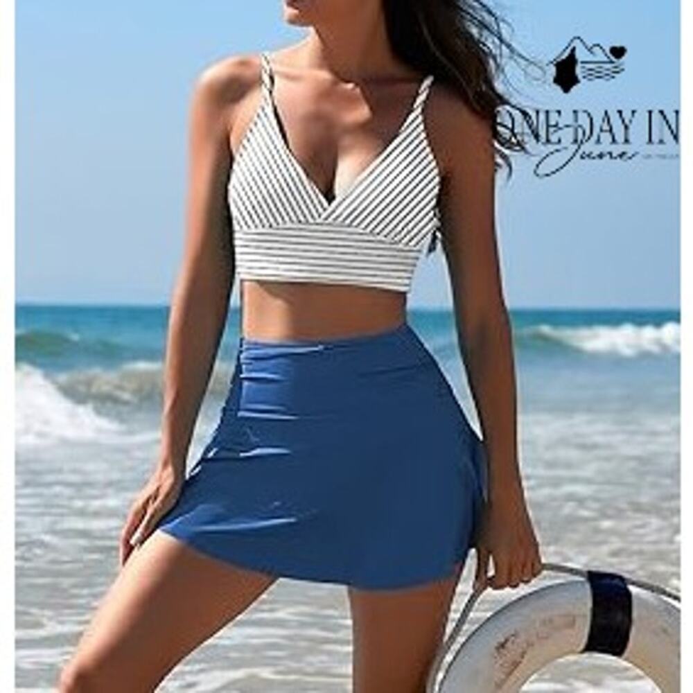 CharmLeaks Skirted Tankini Swimsuit Size M